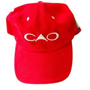 CAO Cigars Brushed Corduroy Italia W/Flag Cap Hat With Adjustable Strap OS Red